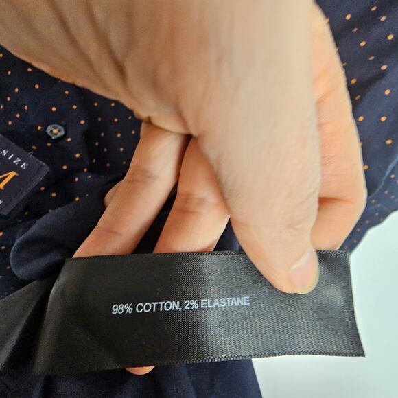 NEW Cactus Man Ricky Singh Dress Shirt Blue Orange Polka Dot Men M Collared - Picture 8 of 9